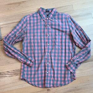 J. Crew Men's Pink and Gray Checkered Shirt